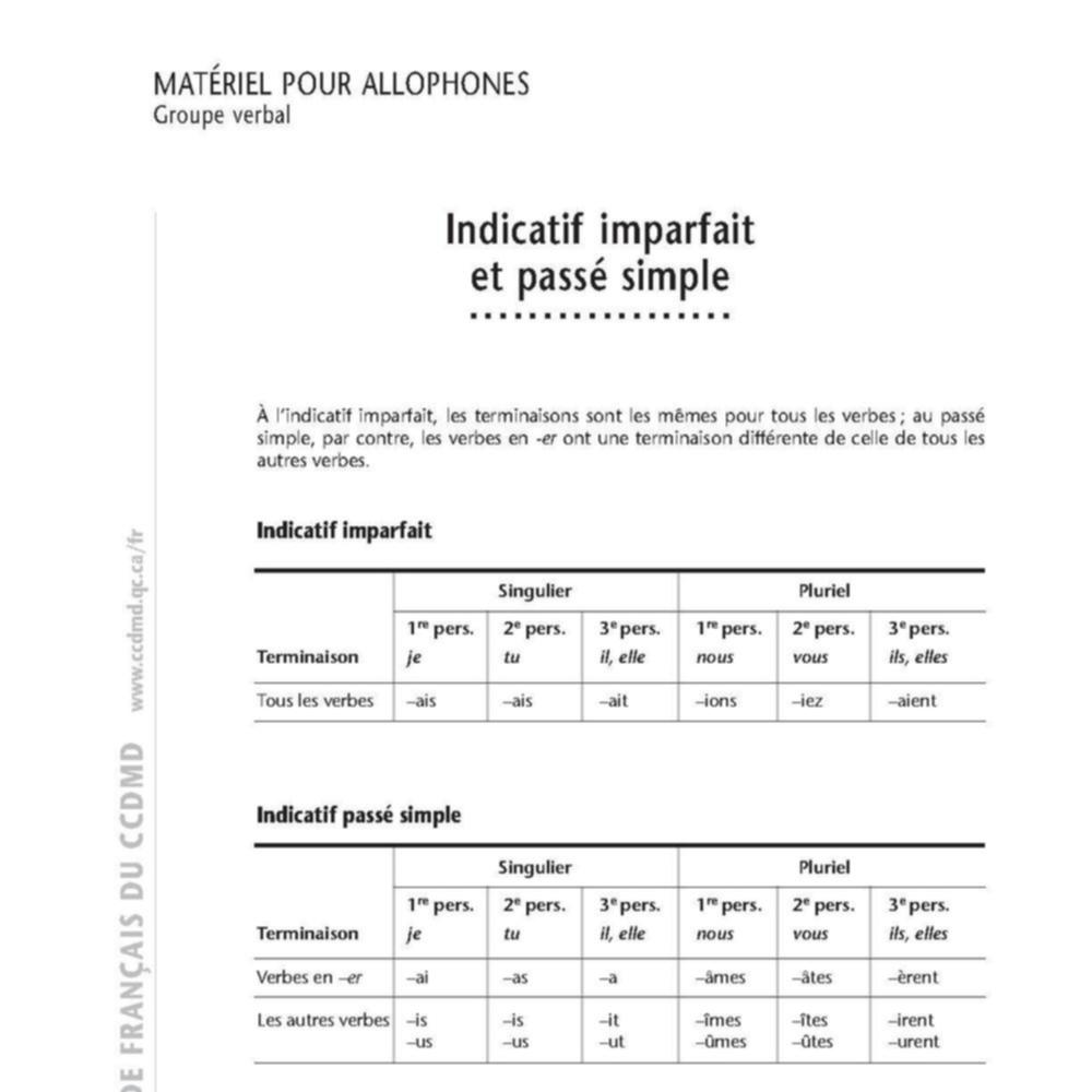 Dictee 6eme Passe Simple Et Imparfait