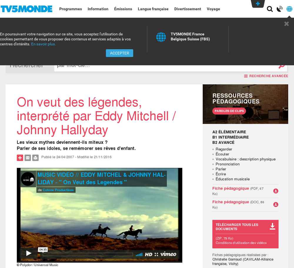 Le Moteur Du Fle Sur Le Theme Eddy Mitchell Johnny Hallyday