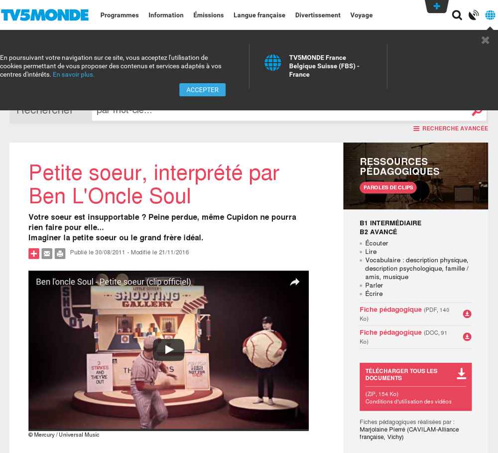 Le moteur du FLE sur le thème : Ben L'Oncle Soul